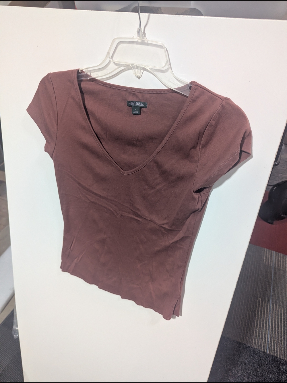 wild fable V-Neck Short Sleeve Top in Mauve Brown